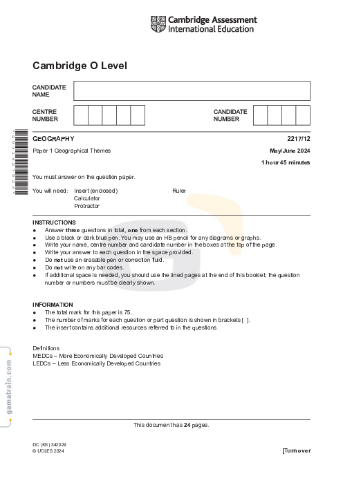 Geography 2217/12 May June 2024