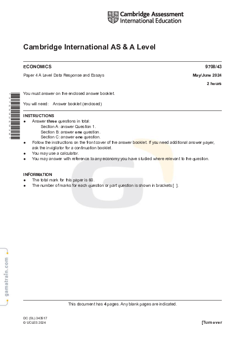 Economics 9708/43 May June 2024
