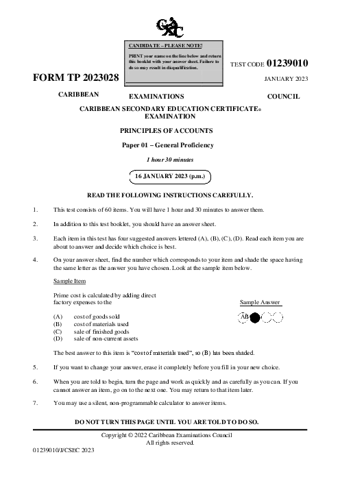 POA January 2023 Paper 1