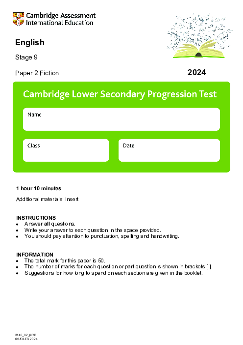 Progression Test Stage 9 English 2024 Paper 2