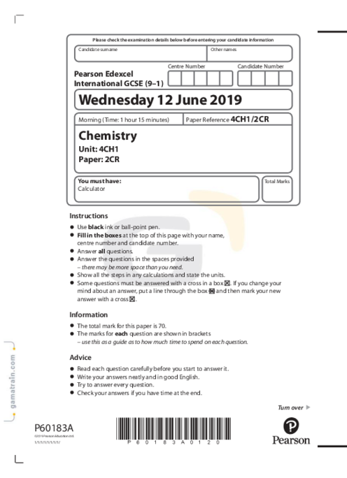 Chemistry 4CH1/2CR May Jun  2019