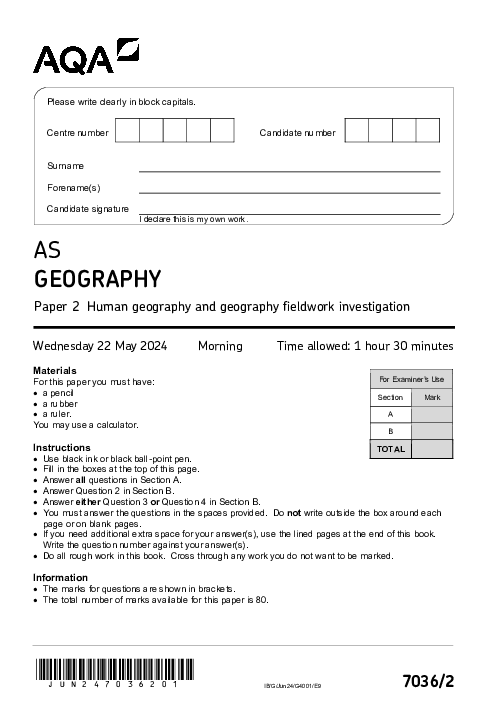 Geography 7036/2 June 2024
