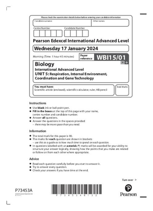 Biology WBI15/01 January 2024 