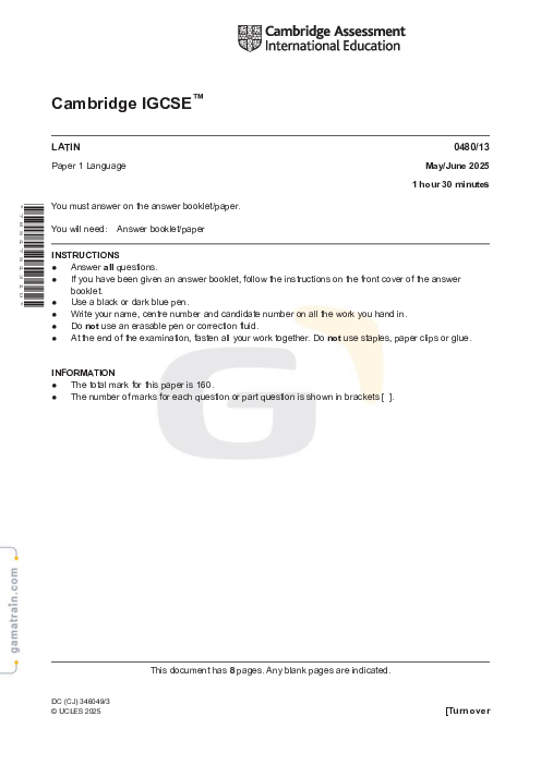 Latin 0480/13 May June 2025