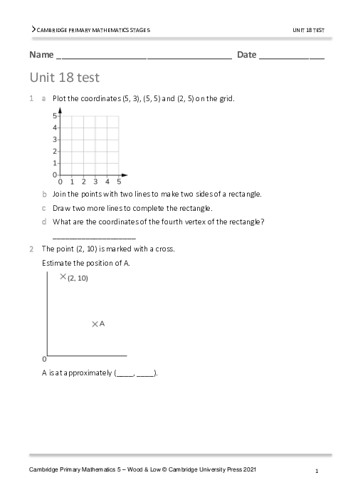 Year 5 Mathematics End of Unit 18 Test - Answers Included