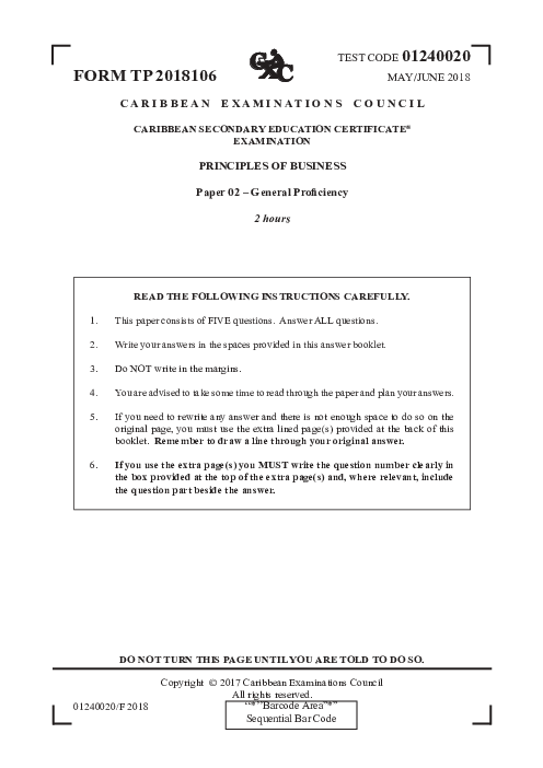 POB June 2018 Paper 2