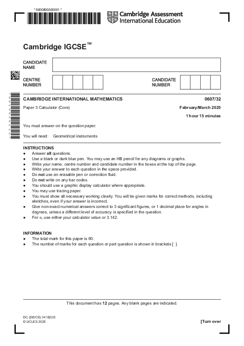International Mathematics 0607/32 March 2025