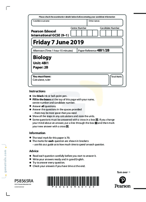Biology 4BI1/2B May Jun  2019