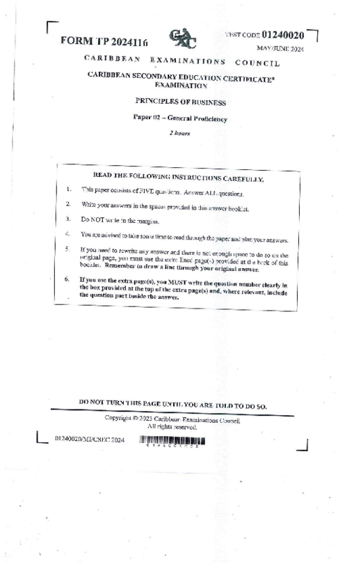 POB June 2024 Paper 2