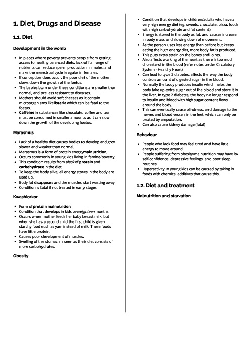 Checkpoint Science (Biology) | Diet, Drugs and Disease Revision Note