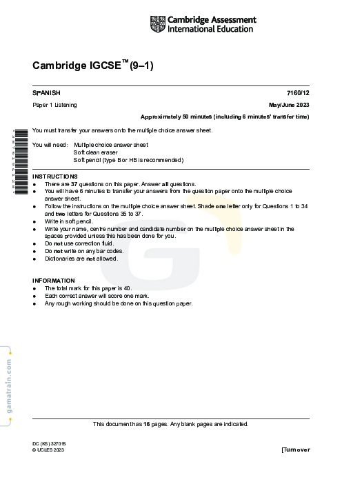 Spanish 7160/12 May June 2023