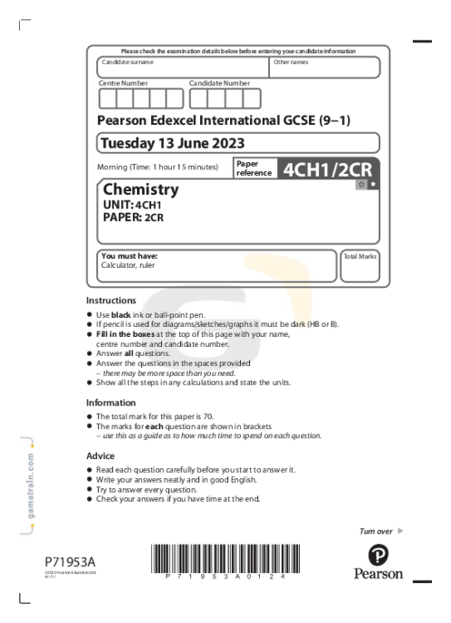 Chemistry 4CH1/2CR June 2023