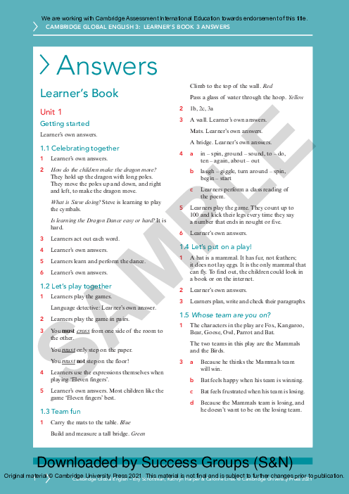 ENGLISH 2nd Language year 3 Learner′s Book Answers - PDF