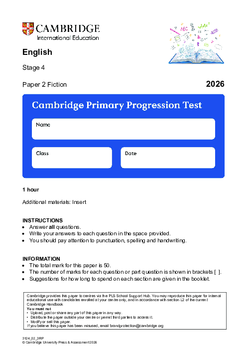 Progression Test Stage 4 English 2026 Paper 2 pdf