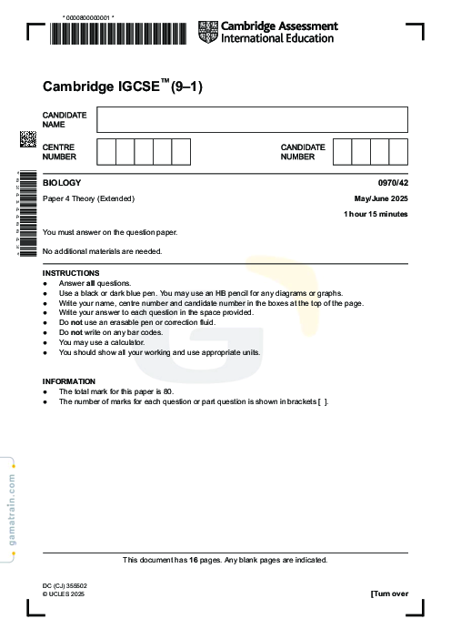 Biology 0970/42 May June 2025