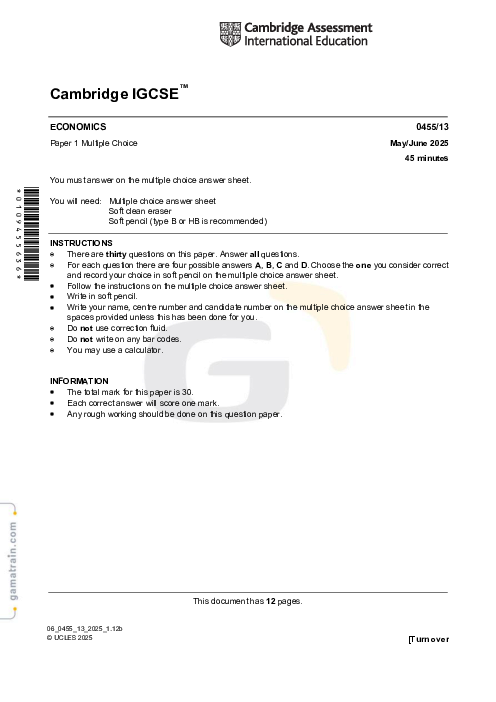 Economics 0455/13 May June 2025
