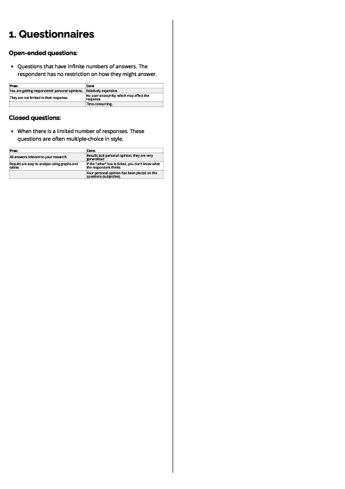 Geography (0460) Questionnaires Revision Note
