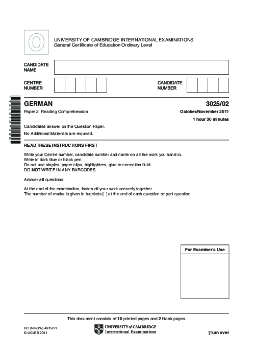 German 3025/01 Oct Nov 2011