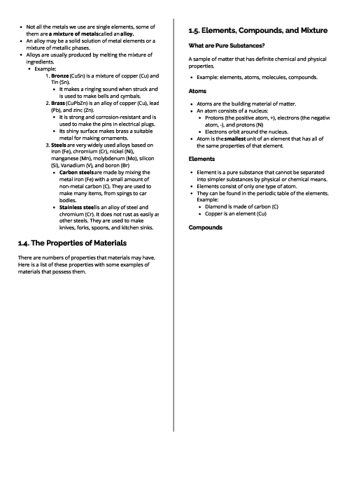 Checkpoint Science (Chemistry) | Properties of Matter and Materials Revision Note
