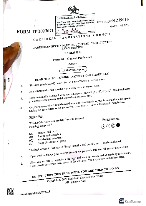 English B June 2023 Paper 1
