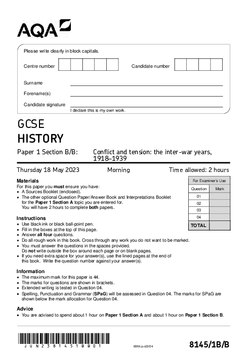 History 8145/1B/B June 2023