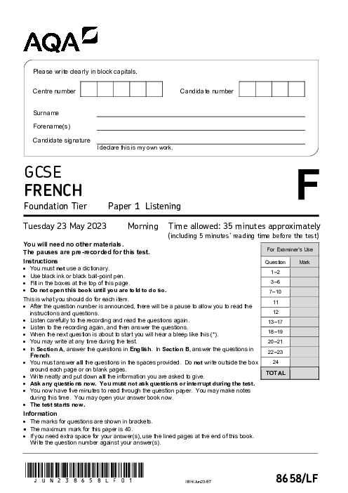 French 8658/LF June 2023
