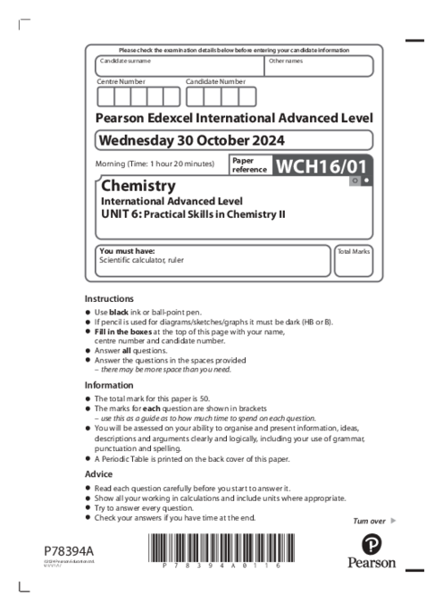 Chemistry WCH16/01 October 2024 