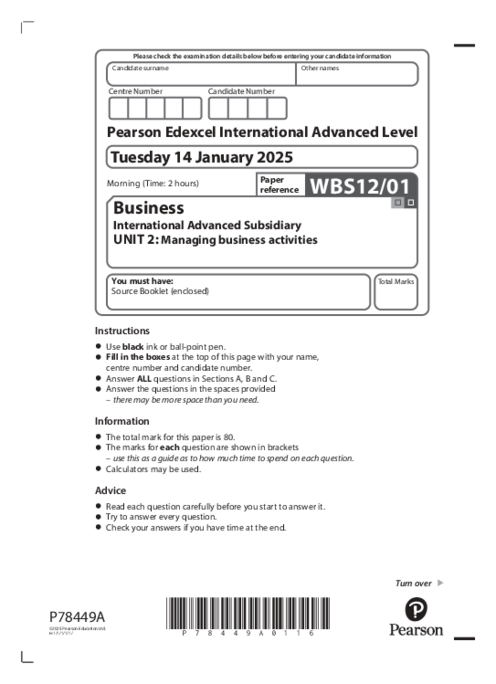 Business WBS12/01 January 2025 