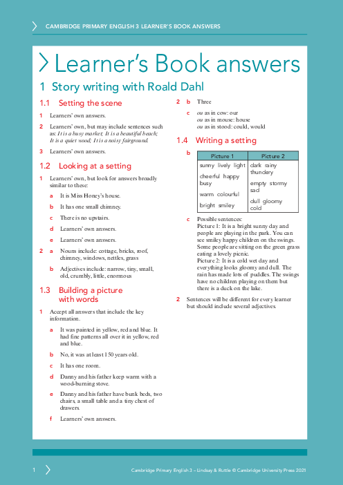 English 3 , Learner′s Book Answers Primary Checkpoint | PDF