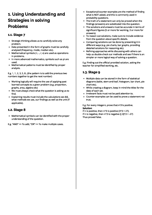 Checkpoint Mathematics | Using Understanding and Strategies in solving Problems Revision Note