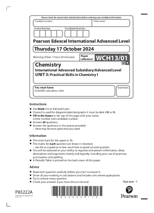 Chemistry WCH13/01 October 2024 