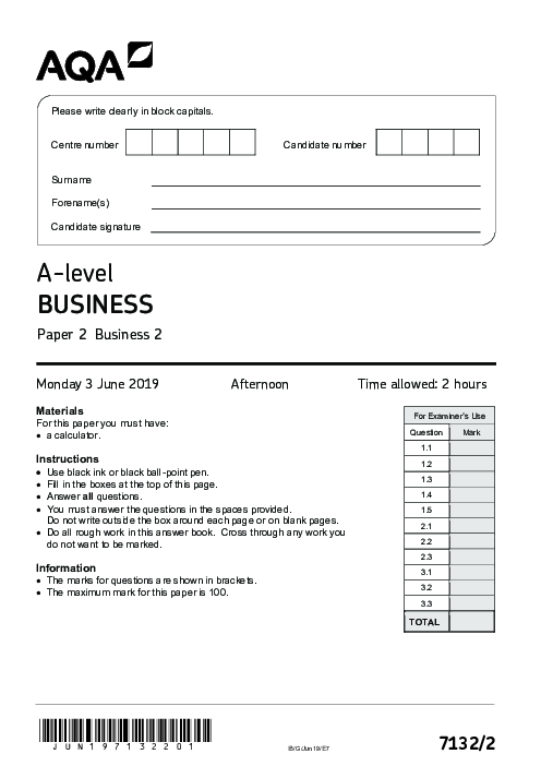 Business 7132/2 June 2019