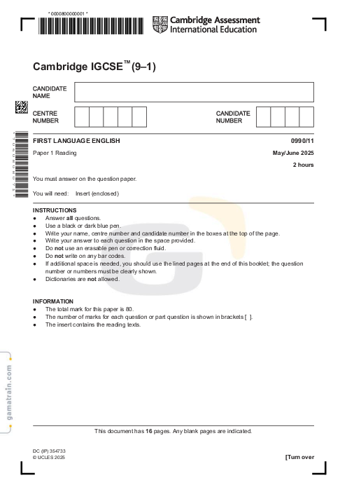 English First Language 0990/11 May June 2025