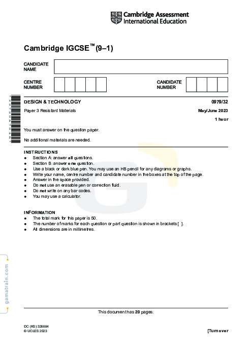 Design & Technology 0979/32 May June 2023