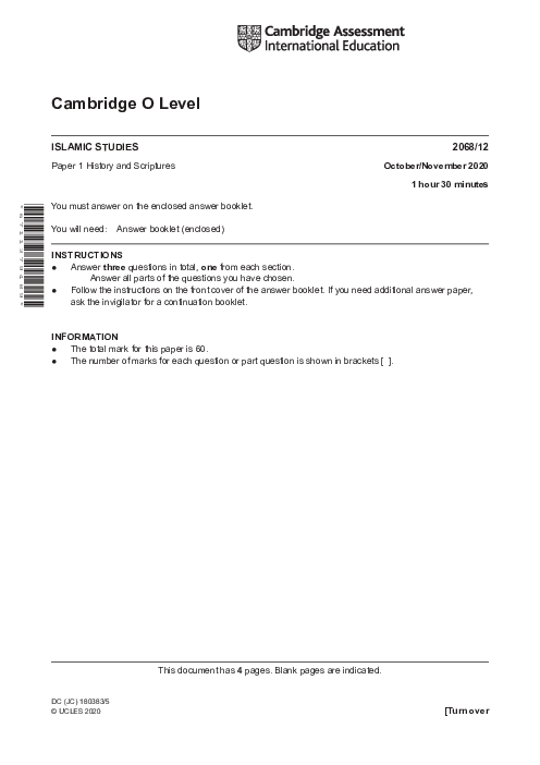 Islamic Studies 2068/23 Oct Nov 2019