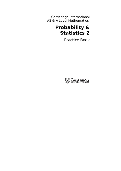  Probability and Statistics 2 , 9709 Practice Book AS and A Level | Free PDF