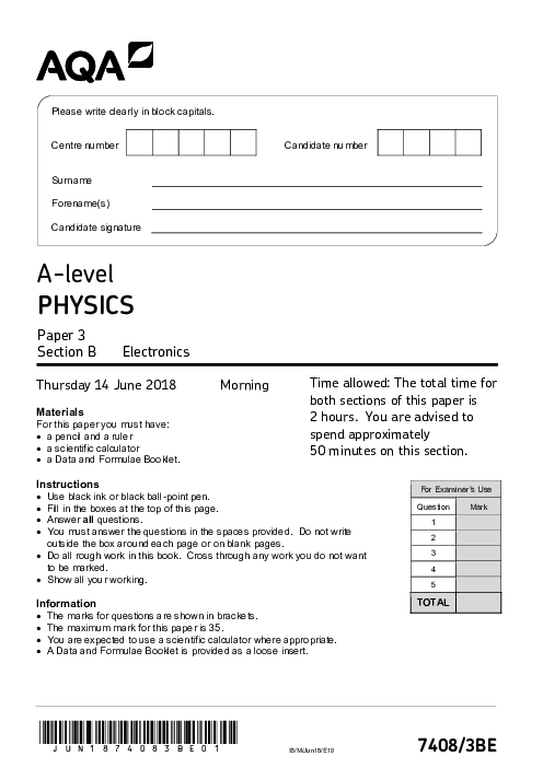 Physics 7408/3BE June 2018