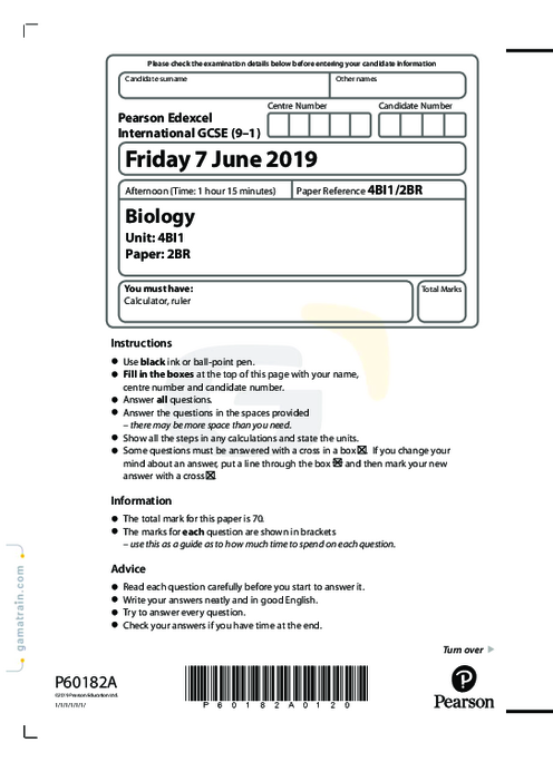 Biology 4BI1/2BR May Jun  2019
