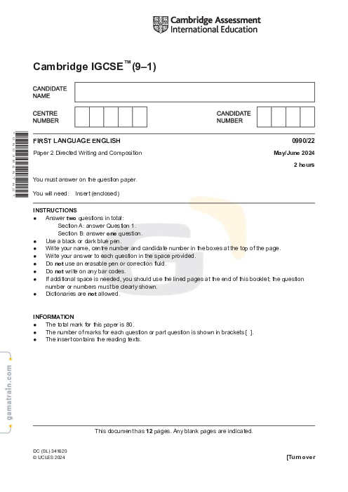 English First Language 0990/22 May June 2024