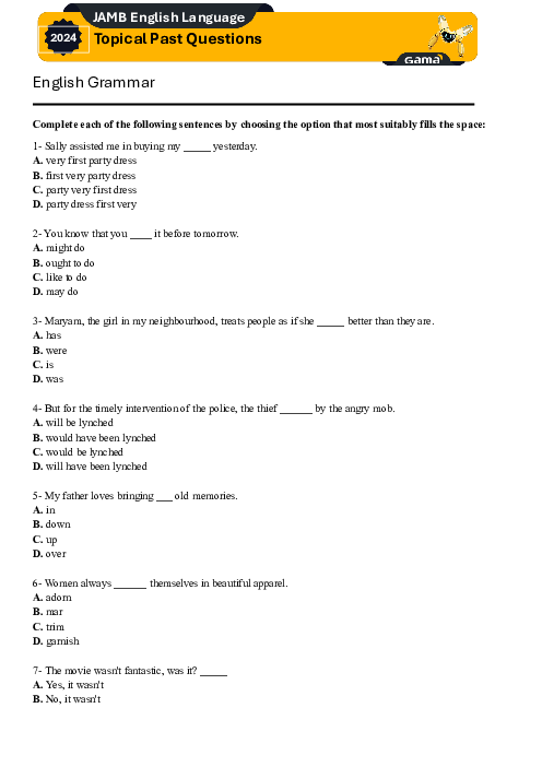 ٍEnglish Language 2024 Past Questions Word & PDF Included