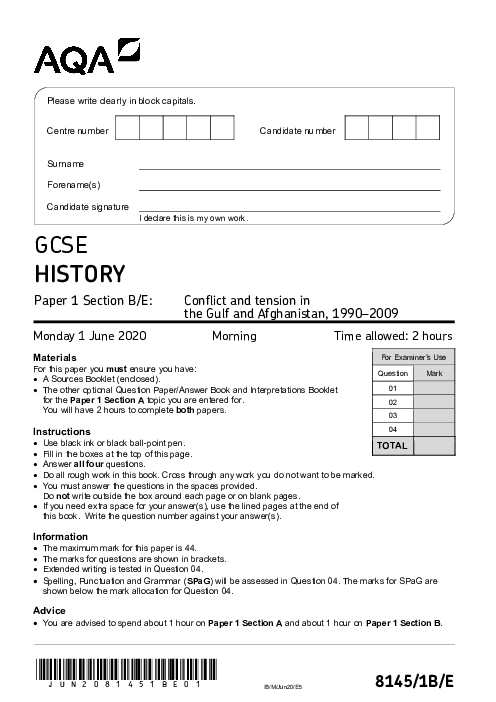 History 8145/1B/E June 2020