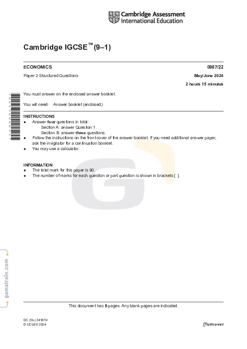 Economics 0987/22 May June 2024