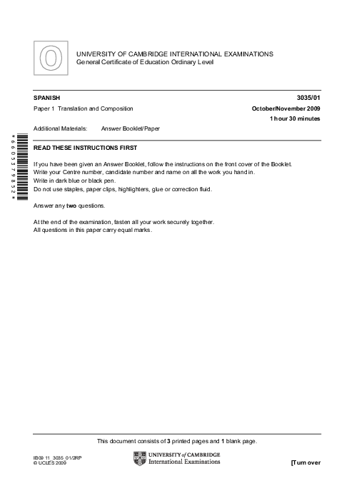 Spanish 3035/01 Oct Nov 2009