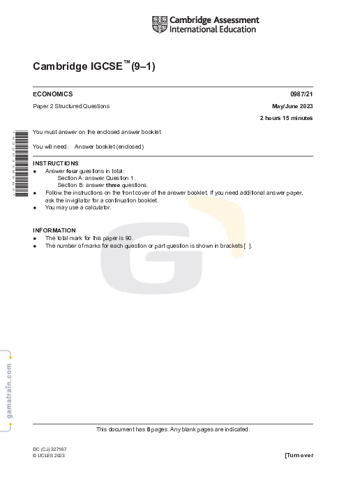 Economics 0987/21 May June 2023