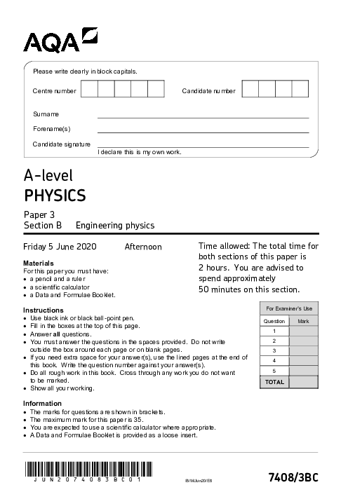 Physics 7408/3BC June 2020