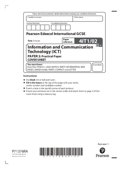 ICT 4IT1/02 June 2022 | Edexcel IGCSE Past Papers With Mark Scheme