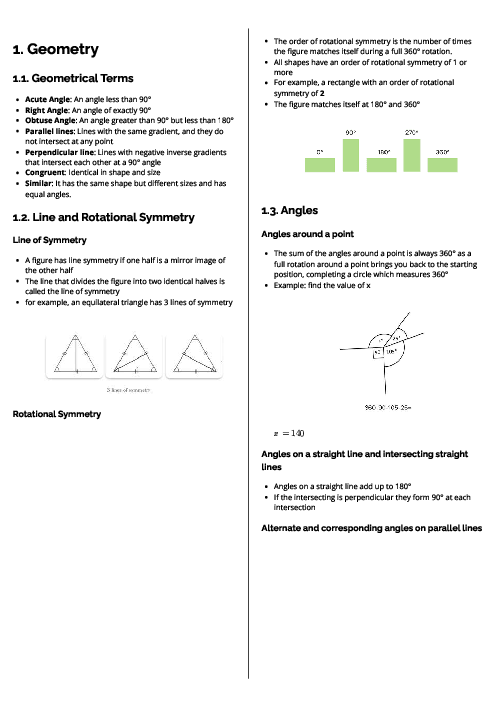  International Mathematics (0607) Geometry Revision Note