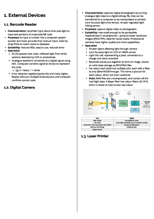 Computer science (7517) External Devices Revision Note