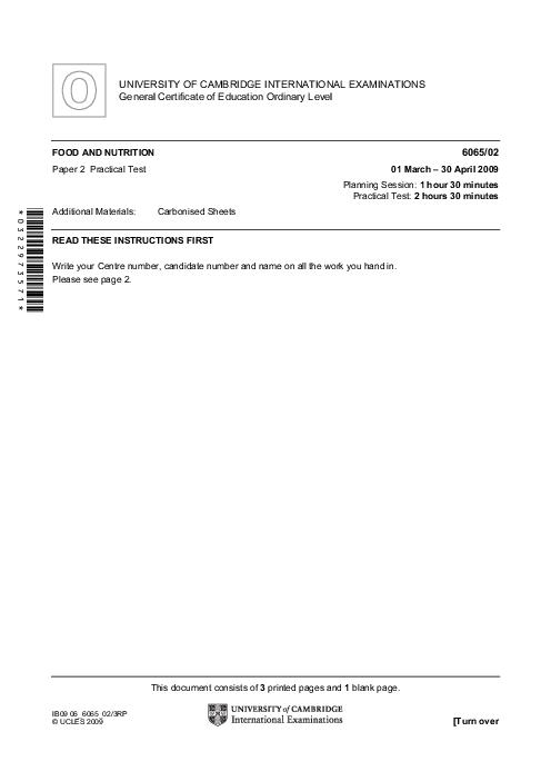 Food & Nutrition 6065/02 Oct Nov 2008
