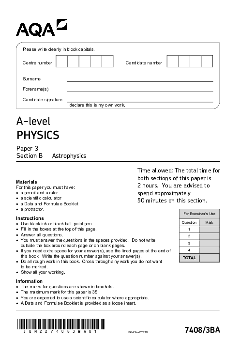 Physics 7408/3BA June 2022